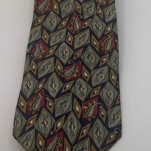 Vintage Luigi Paola Cristo Silk Tie Green Burgundy Abstract